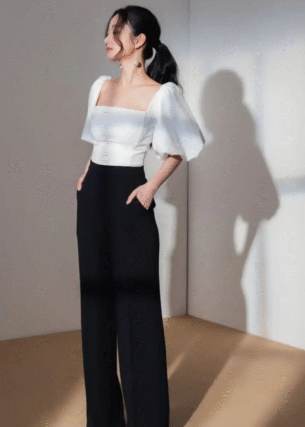 Trendy White Top with bell sleeves