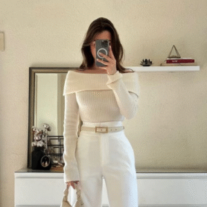 Stylish off shoulder Woolen Top full sleeves​