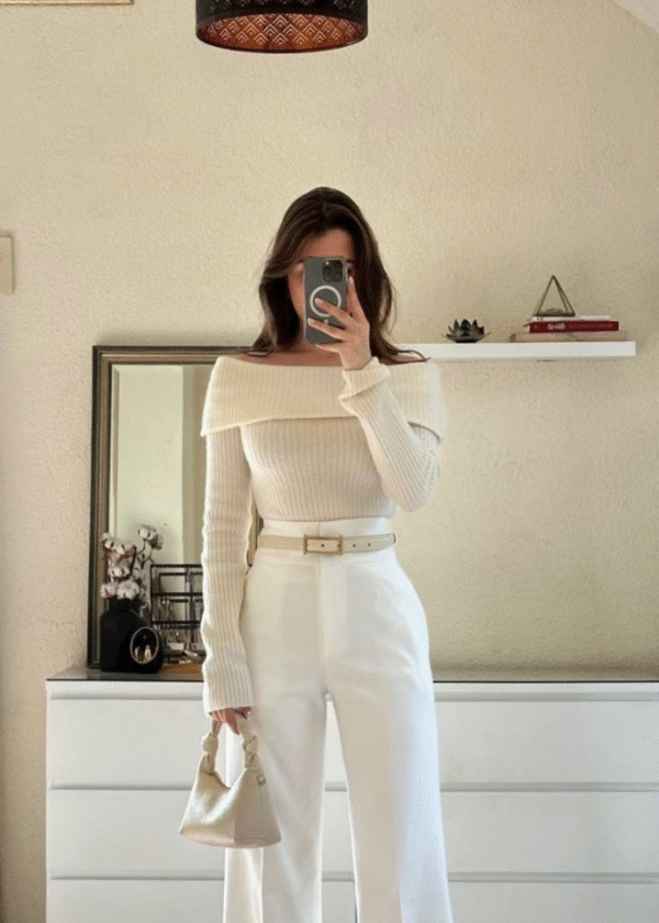 Stylish off shoulder Woolen Top full sleeves​